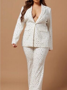 Fashion Nova White Embellished Pantsuit